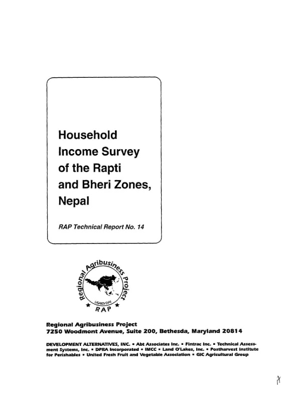Household income survey of the Rapti and Bheri zones, Nepal