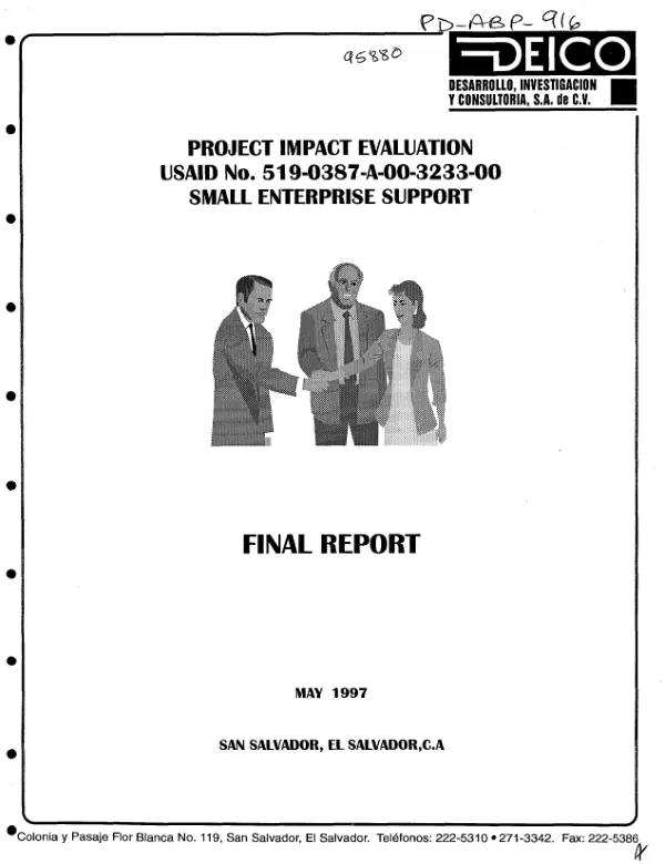 Project impact evaluation : USAID no. 519-0387-A-00-3233-00 -- small enterprise support : final report