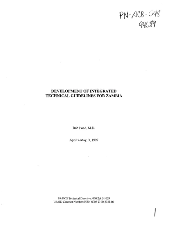 Development of integrated technical guidelines for Zambia