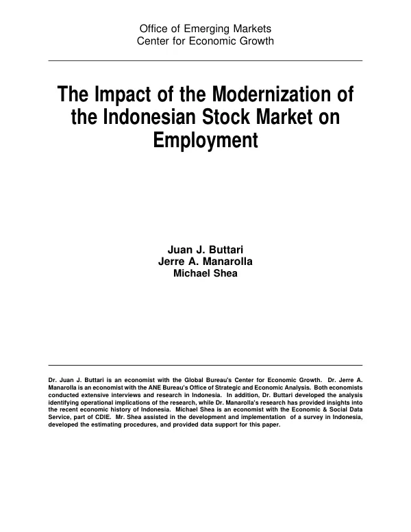 Impact of the modernization of the Indonesian Stock Exchange on employment