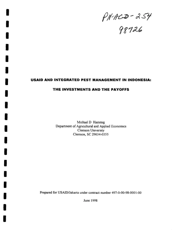 USAID and integrated pest management in Indonesia : the investments and the payoffs