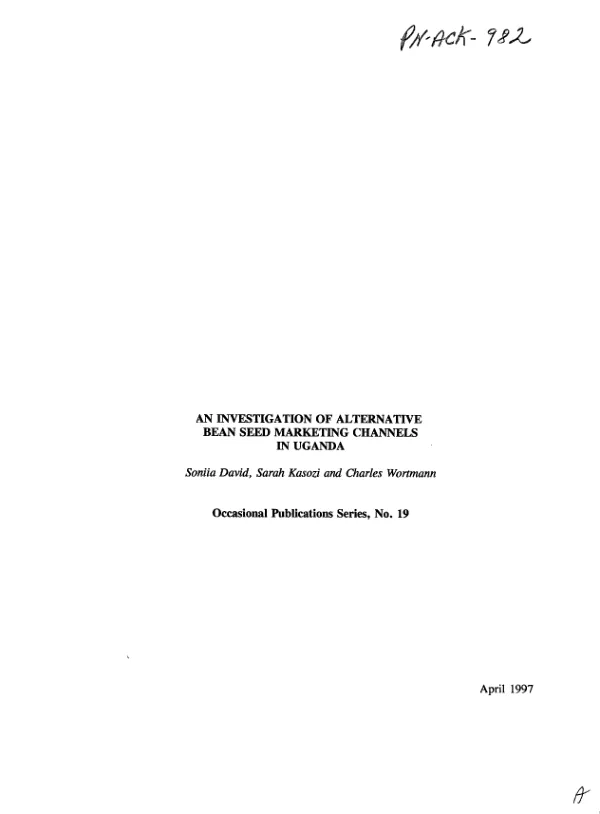 An investigation of alternative bean seed marketing channels in Uganda