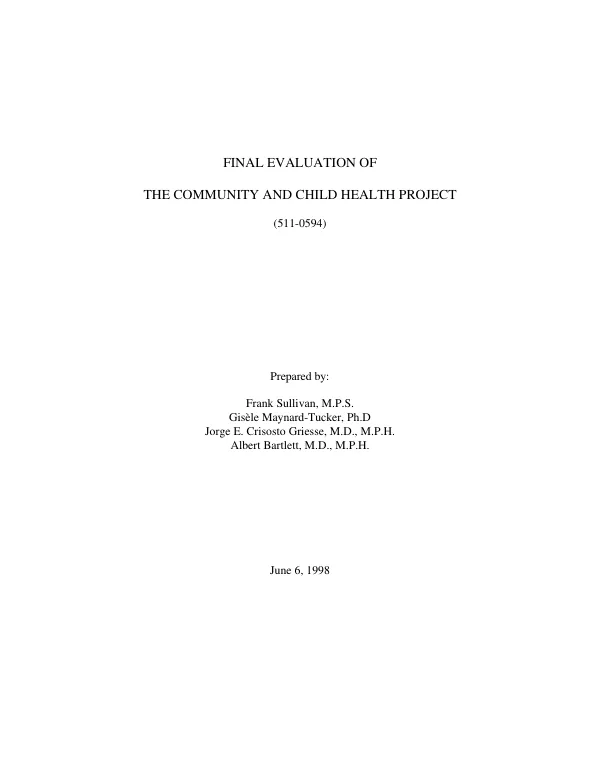 Final evaluation of the community and child health project