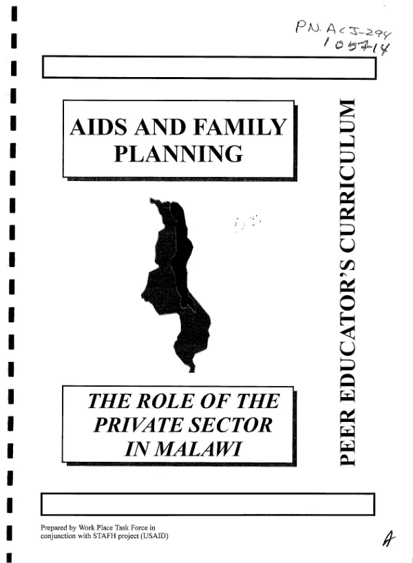 Peer educators training curriculum for the work place in Malawi
