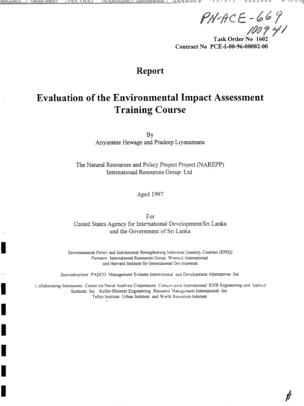 Evaluation of the environmental impact assessment training course