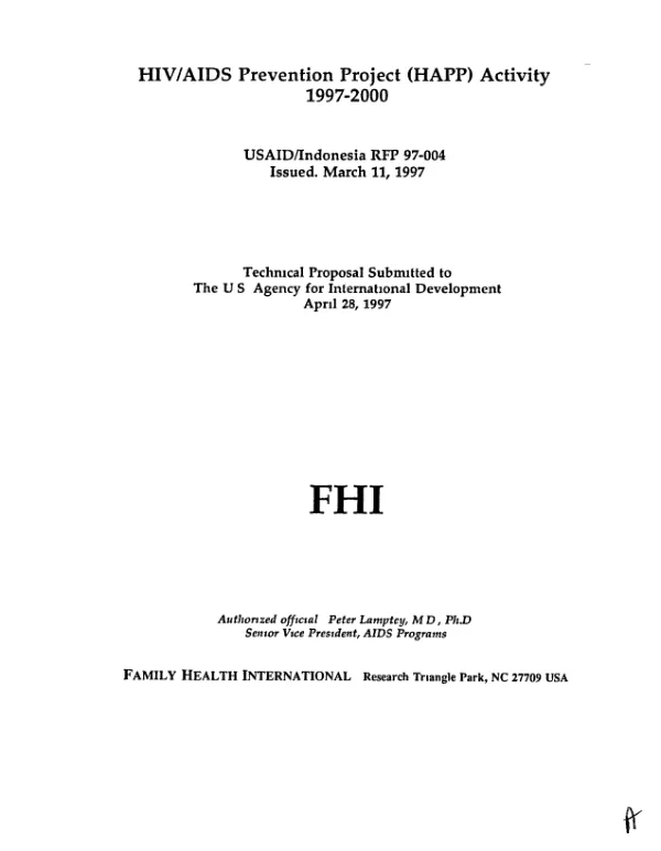 HIV/AIDS prevention project (HAPP) activity, 1997-2000