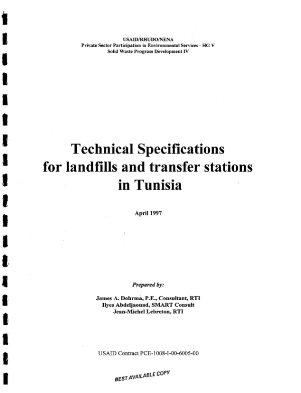 Technical specifications for landfills and transfer stations in Tunisia