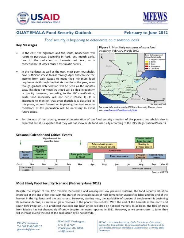 Guatemala food security outlook, February to June 2012