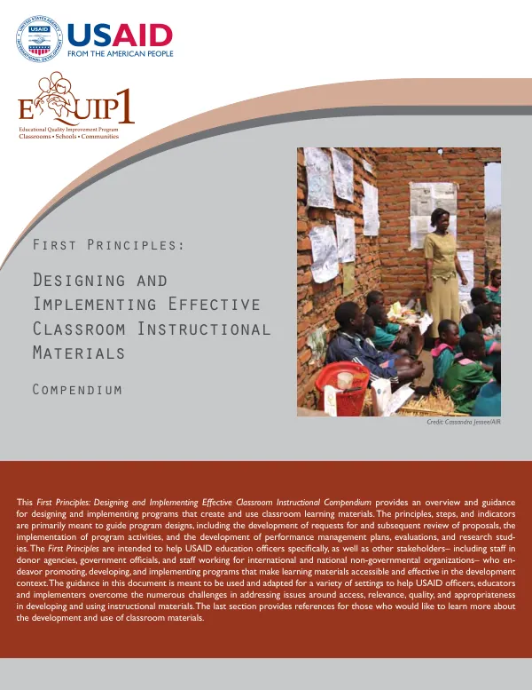 First principles : designing and implementing effective classroom instructional materials : compendium