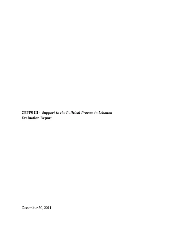 CEPPS III - support to the political process in Lebanon : evaluation report