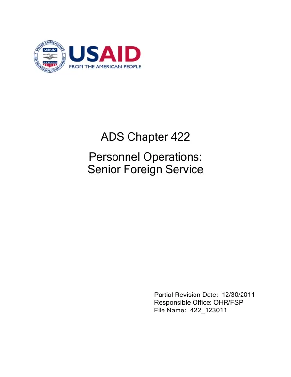 ADS chapter 422 : personnel operations : senior foreign service