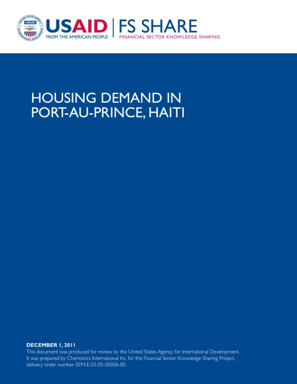 Housing demand in Port-ai-Prince, Haiti
