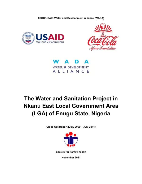 The water and sanitation project in Nkanu East local government area (LGA) of Enugu State, Nigeria