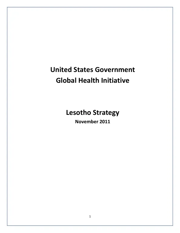 United States global health initiative : Lesotho strategy