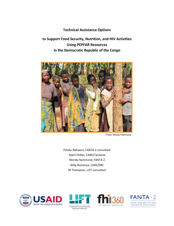 Technical assistance options to support food security, nutrition, and hiv activities using PEPFAR resources in the Democratic Republic of the Congo