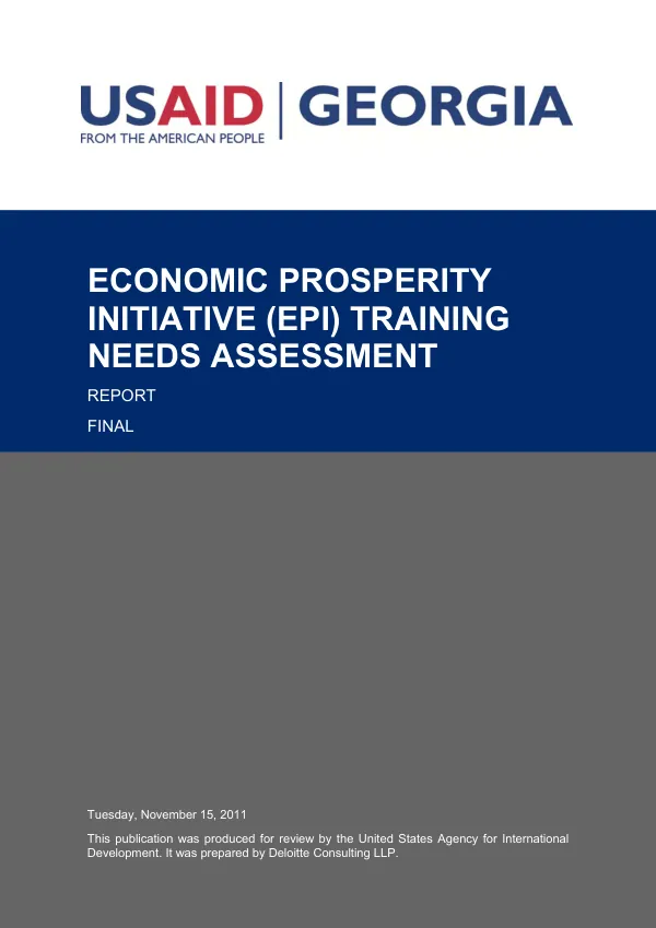 Economic prosperity initiative (EPI) training needs assessment : report