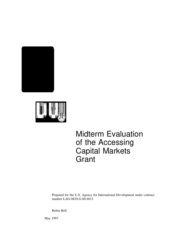 Midterm evaluation of the accessing capital markets grant