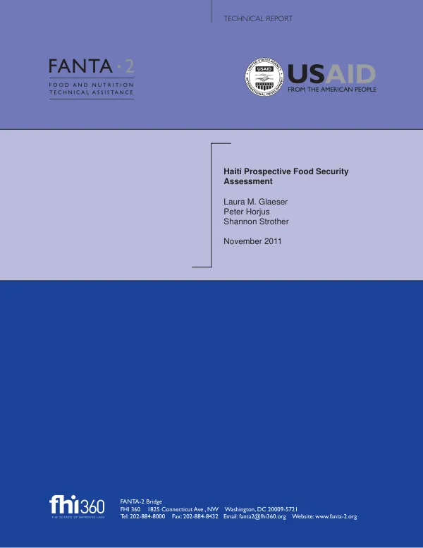 Haiti prospective food security assessment