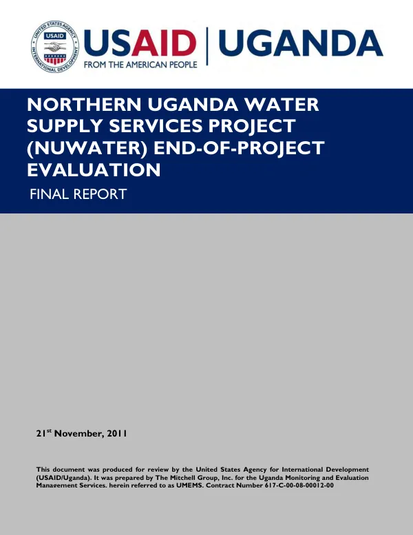 Evaluation report of the northern Uganda water supply services project (NUWATER)