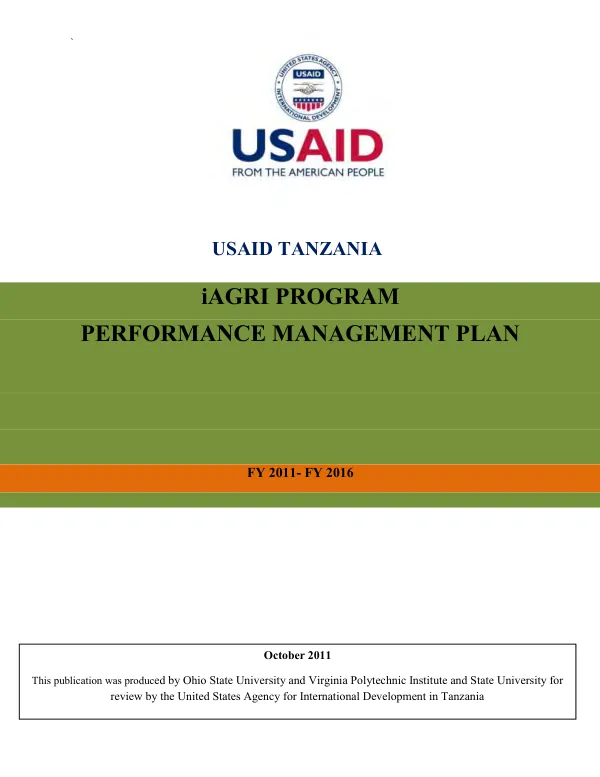Innovative agricultural research initiative (iAGRI) : performance management plan (FY 2011-FY 2016)