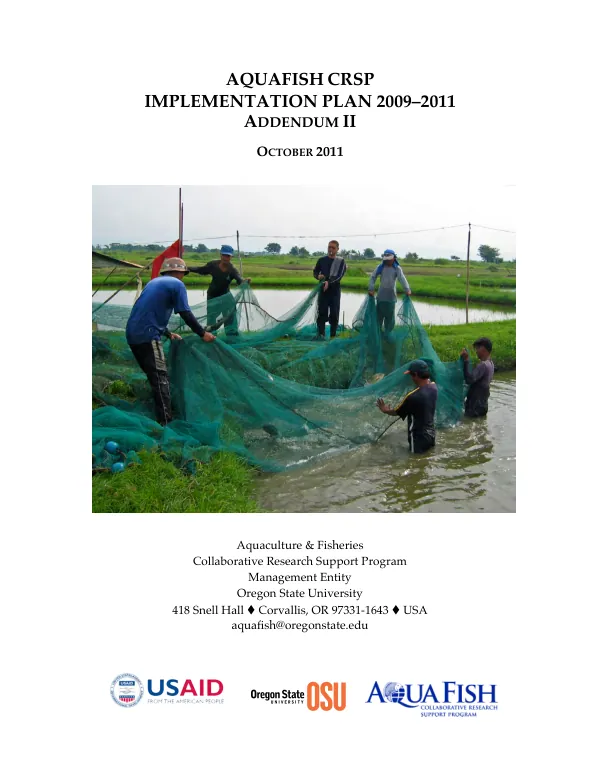 AquaFish CRSP implementation plan 2009–2011 addendum II