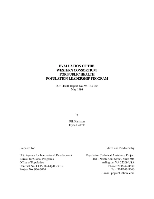 Evaluation of the Western Consortium for Public Health population leadership program