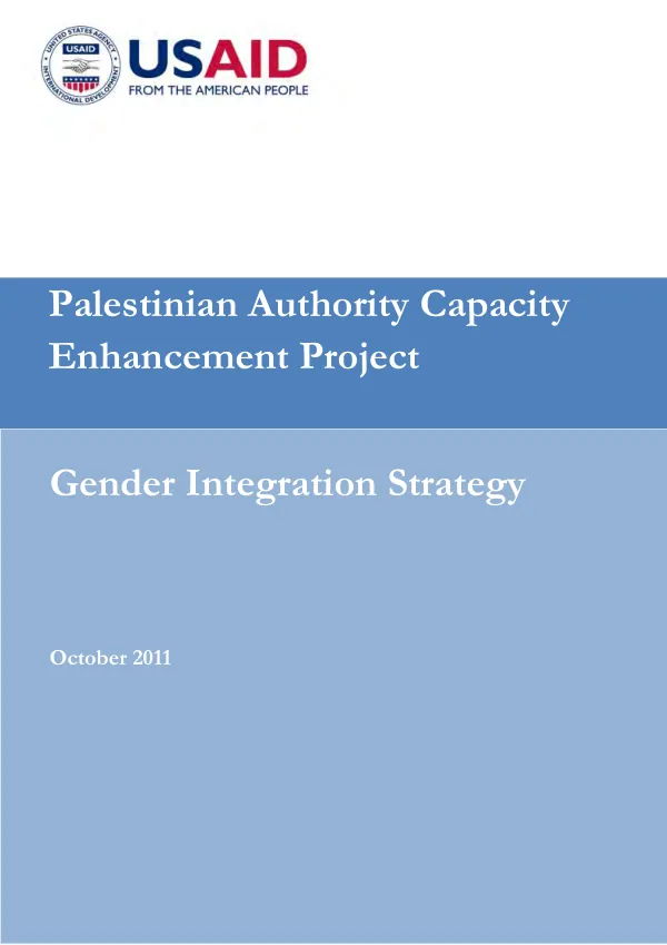 Palestinian Authority capacity enhancement project : gender integration strategy