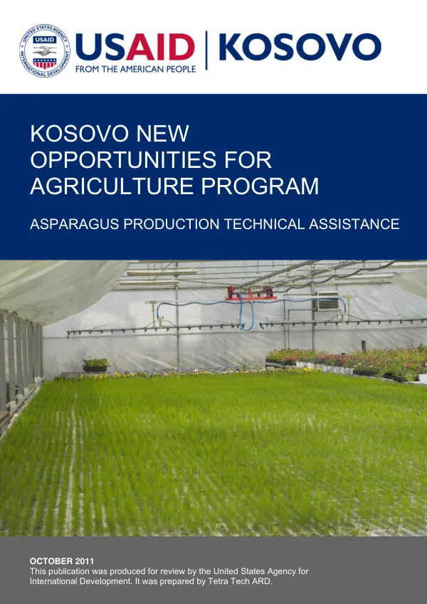 Kosovo new opportunities for agriculture program : asparagus production technical assistance