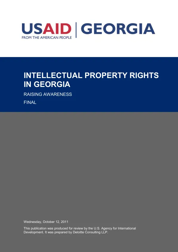 Intellectual property rights in Georgia : raising awareness