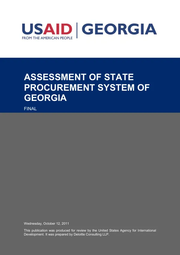 Assessment of state procurement system of Georgia