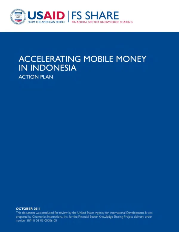 Accelerating mobile money in Indonesia : action plan