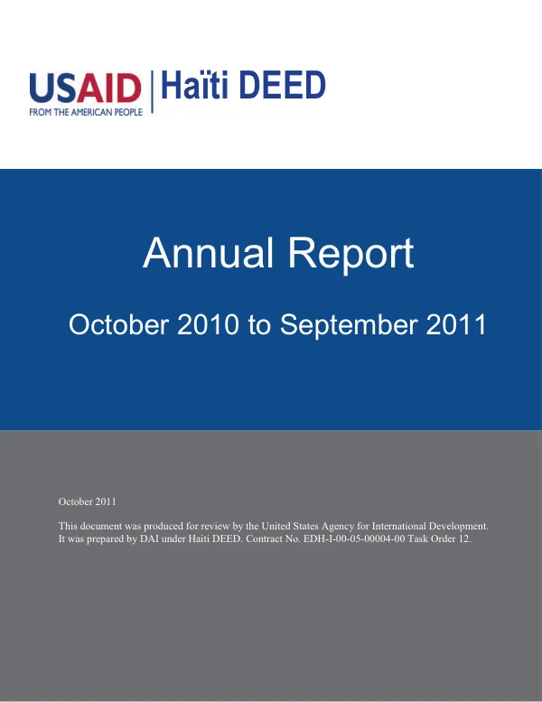 Haiti DEED annual report, October 2010 to September 2011