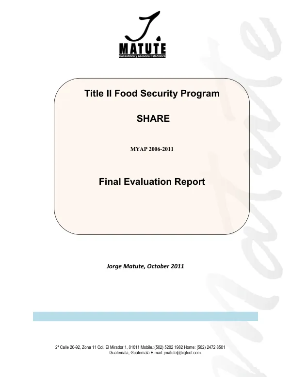 Title II food security program, SHARE, MYAP 2006-2011 : final evaluation report