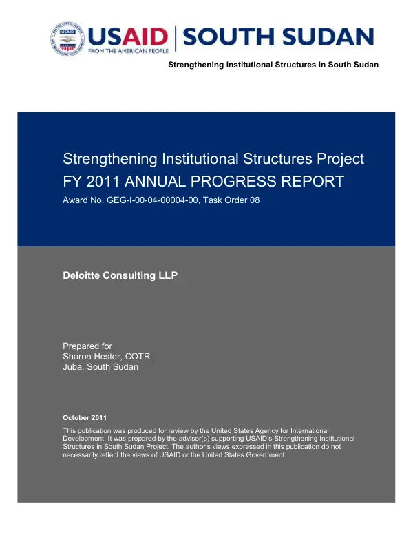 Strengthening institutional structures project : FY 2011 annual progress report
