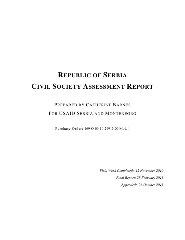 Republic of Serbia civil society assessment report