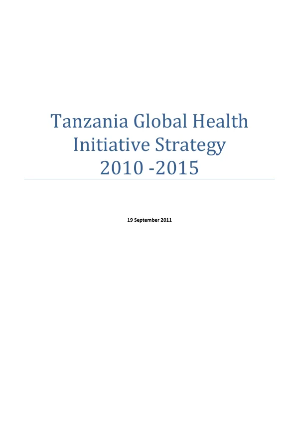 Tanzania global health initiative strategy 2010-2015