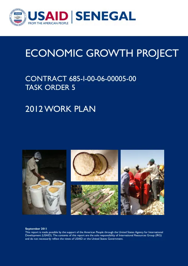 Economic growth project : contract 685-I-00-06-00005-00, task order 5 : 2012 work plan