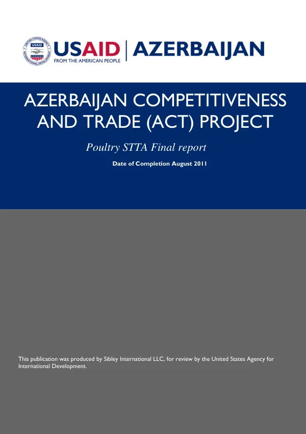 Azerbaijan competitiveness and trade (ACT) project : poultry STTA final report