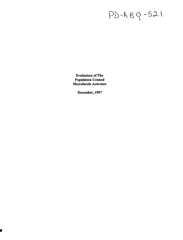 Microbicide research, development and introduction : a project of USAID and The Population Council (cooperative agreement no. HRN-5972-A-00-3022-00 -- an evaluation in year four)