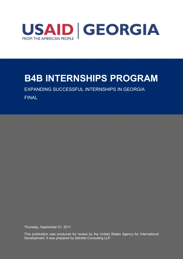 B4B internships program : expanding successful internships in Georgia