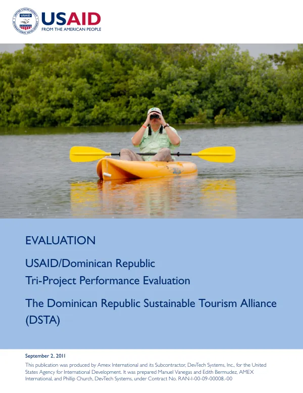 USAID/DR tri-project evaluation: Volume III : Dominican sustainable tourism alliance program (DSTA)