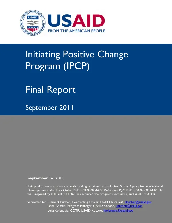 Initiating positive change program (IPCP) : final report