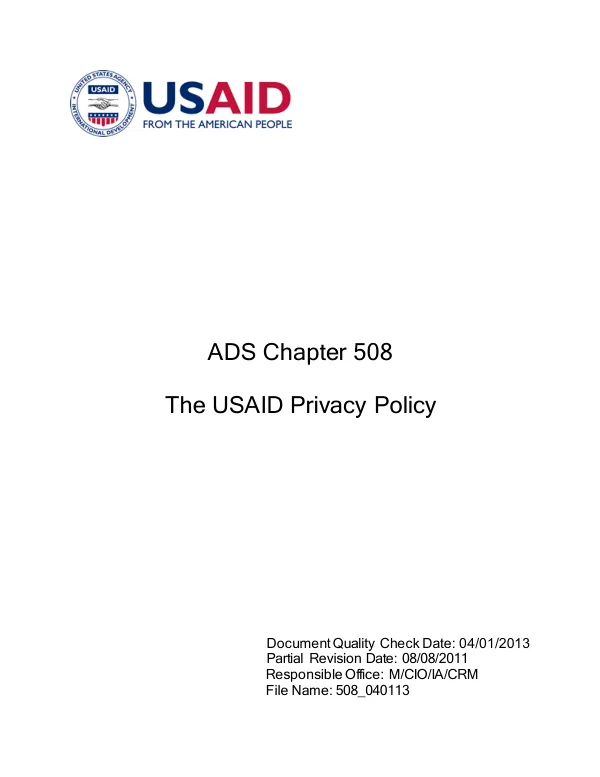 ADS chapter 508 : the USAID privacy policy