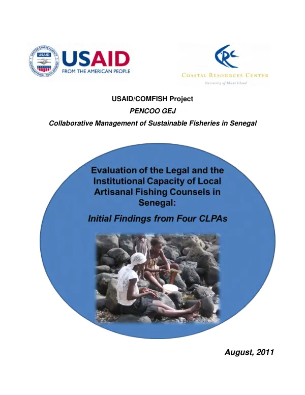 Evaluation of the legal and the institutional capacity of local artisanal fishing counsels in Senegal : initial findings from four CLPAs