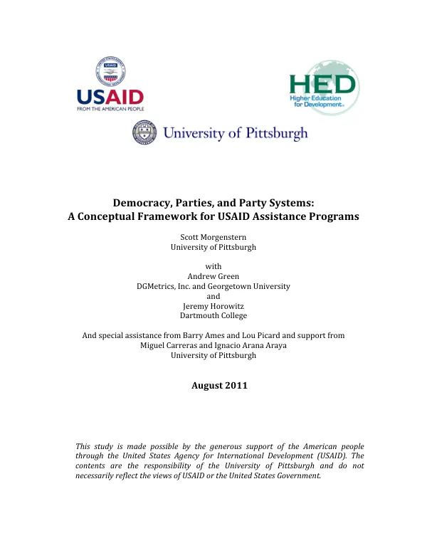 Democracy, parties, and party systems : a conceptual framework for USAID assistance programs