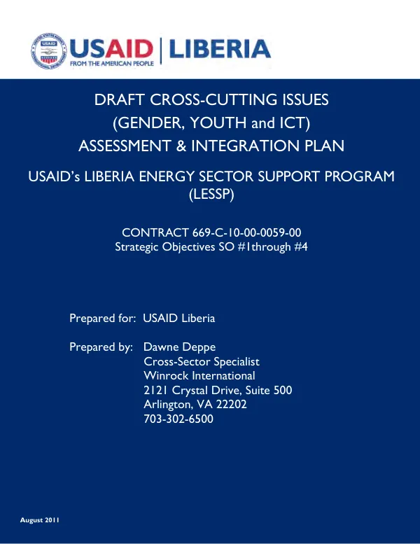 Cross-cutting issues (gender, youth and ICT) assessment & integration plan