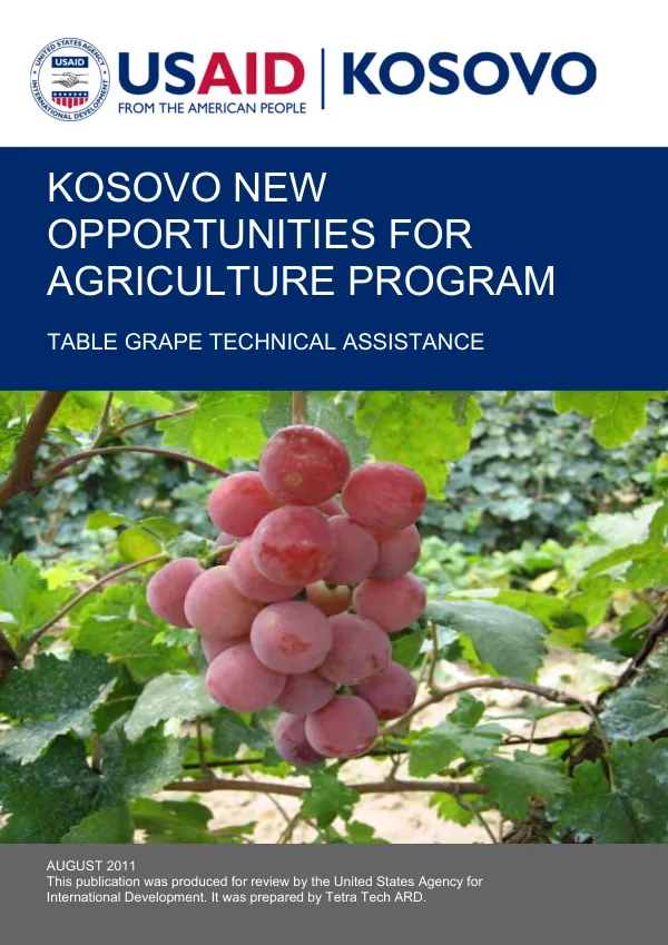 Kosovo new opportunities for agriculture program : table grapes technical assistance