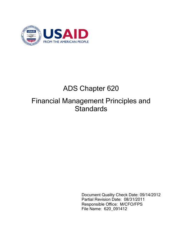 ADS chapter 620 : financial management principles and standards