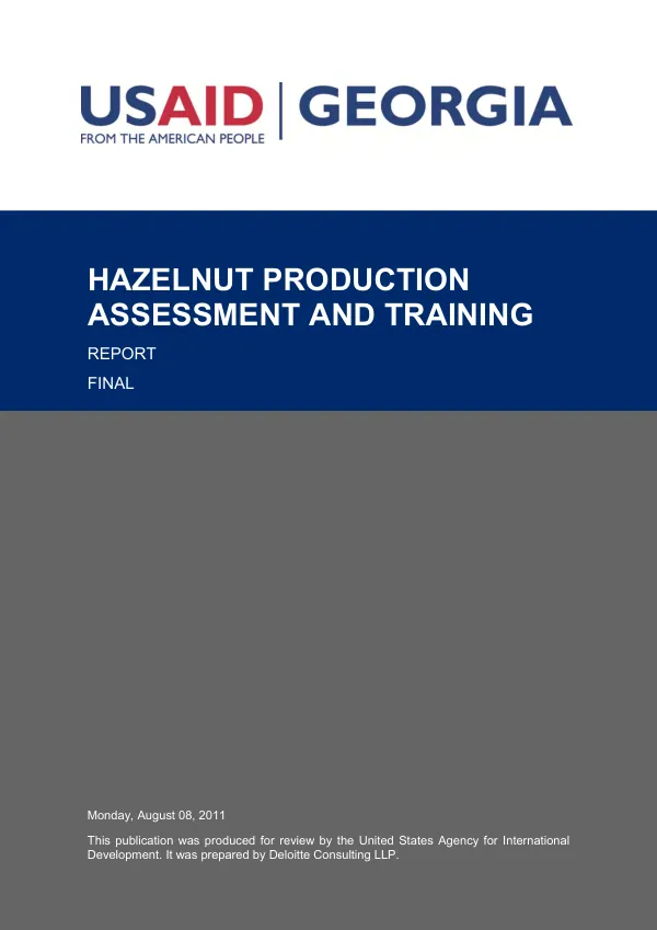 Hazelnut production assessment and training : report