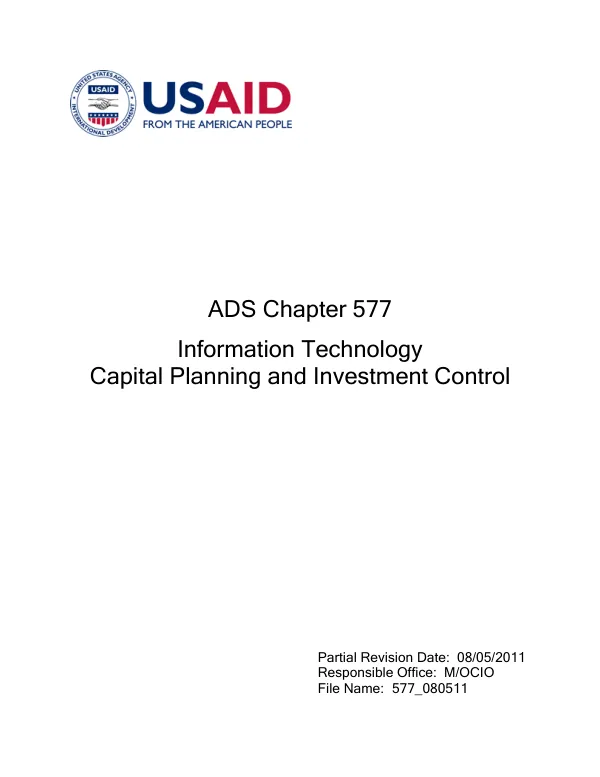 ADS chapter 577 : information technology capital planning and investment control